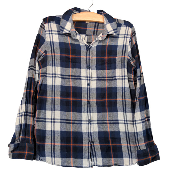 Woolrich Mens Button-Up Shirt Blue Plaid Medium Long Sleeve Chest Pockets - Picture 1 of 12